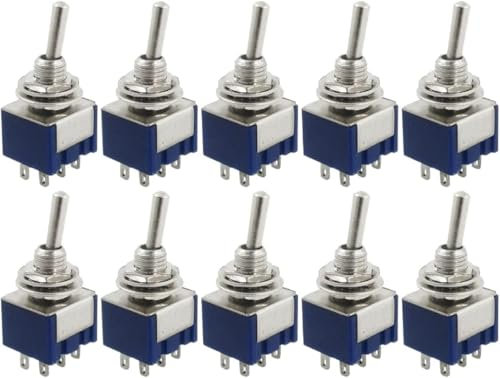 10 pièces interrupteur AC 125 V 6A Amp ON/ON 2 positions DPDT interrupteur à bascule