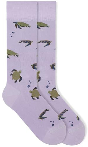 von Jungfeld - 1er Set Motiv Socken mit Turtle - Pastel Lilac Icon - Bunte Socken in Gr. 43-46