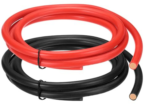 sourcing map 2pcs 6 AWG Silicone Electrical Wire, 6 Gauge 1.5m/5ft Electrical Wires, 600V 200C Tinned Copper Stranded High Temp Battery Wire for Automotive, Motor, RV Inverter - Red & Black