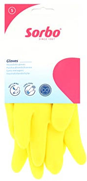Sorbo Small Household Gloves, Latex Washing Up Gloves with Extra Long Cuff, Super Soft Flock Lining, Durable and Long Lasting Quality, Yellow, 1 Pair