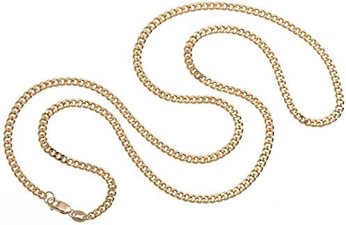 Silberketten Store Panzerkette Gold 585 Damen 40cm I filigrane Goldkette Damen hochglanz 3mm Stärke I hochwertige Echtgold Halskette für Frauen mit Federring Verschluss