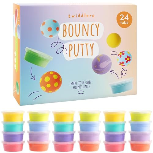 THE TWIDDLERS 24 Springknete Hüpfknete Kinderknete für Modellieren & Basteln - Kindergeburtstag Mitgebsel, Mitbringsel, Gastgeschenke, Give Aways - Ungiftig
