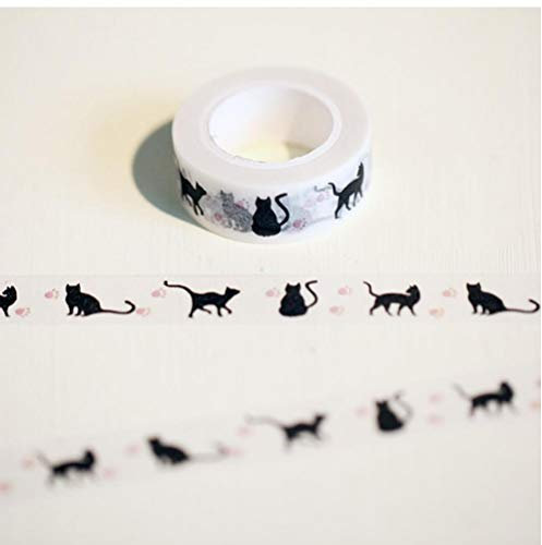 PiniceCore 1 PC Neue 15 mm * 10m Cartoon Schwarze Katzen-Druck Japanischen Papier Washi Tapes Masking Tape Dekorative Klebebänder