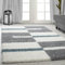 Ayyildiz Stilvoller Designer Hochflor Teppich mit Karo- und Linienmuster, Flauschiger Langflor, Pflegeleicht, Shaggy Flokati, Ideal fürs Wohnzimmer, Größe:280 x 370 cm, Farbe:Türkis