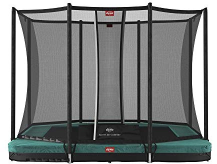 Berg Ultim Favorit Trampoline InGround 280 cm grün + Safety Net Comfort | Premium Trampolin, Hohe Qualität Kinder Trampolin, Robust und Sicher, Rechteckig