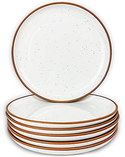 Mora Lot de 6 assiettes en céramique 19,8 cm – Passe au micro-ondes, au four et au lave-vaisselle – Plat en porcelaine – Blanc vanille