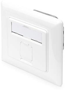 DIGITUS Prise de raccordement Cat-6A - 1 Port RJ45 - Prise réseau encastrée - Alimentation Verticale - Design possible - Blanc pur