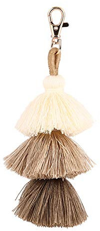 ZOONAI Schlüsselanhänger für Damen, bunter Quasten, Schlüsselanhänger, Tasche, Geldbörse, Portemonnaie - Beige - Einheitsgröße