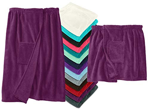 npluseins Sauna Kilt mit Klettverschluss - Damen und Herren - Kuschel Fleece 777.991, Damen S/M, Beere