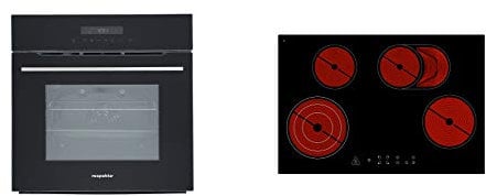 Backofen Herd Kochfeld Set Glaskeramik rahmenlos 77 cm Timer Pyrolyse Respekta