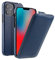 MELCKO Hülle passend für Apple iPhone 12 MINI (5,4 Zoll), Handyhülle mit beschichtetem Leder, Flip-Case, Schutzhülle klappbar, dünne Handy-Tasche, Slim Cover, Blau
