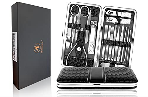 Holesto® Maniküre Set - 18 teiliges Nagelschere Set - Pediküre Set - Maniküre Set Damen - Nail Clipper - Fingernägel Set - Fußpflege Set - Nageletui Herren - Reise Beauty Set (18-teiliges Set)
