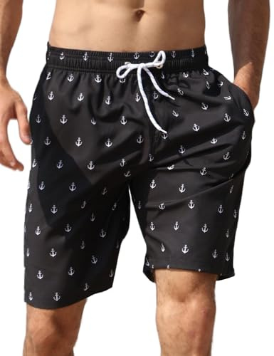 APTRO Men's Swim Trunks Swimming Shorts Board Shorts Quick Dry Beach Shorts Big and Tall Swim Shorts Black MK106 XL