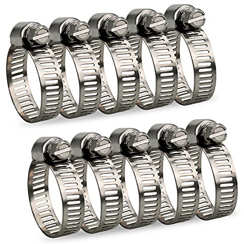 InduSKY Schlauchschelle Set 16-25mm Einstellbare Edelstahl Schlauch Clips Rohrschellen Schlauchklemmen Sortiment Kit für Haus Gas Rohr, Wasser Rohr, Tank, Automobil-Tubing 10 Stücke (16-25mm)