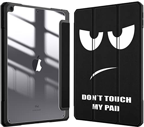 Fintie Hybrid Hülle für 10.2 Zoll iPad 9. Generation 2021/8. Gen 2020/7. Gen 2019 mit Stifthalter - Stoßfeste Schutzhülle mit transparenter Hartschale auf der Rückseite, Don't Touch