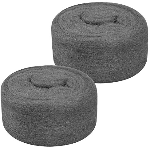 Pinsheng Stahlwolle Gegen Mäuse, 3 m x 2 Stück 0000 Grade Edelstahl Wire Wolle, Mäuse Löchern Blockieren im Garten Haus Garage, Stahlwolle Pads für Glas Möbel Polieren Reinigung, 190g