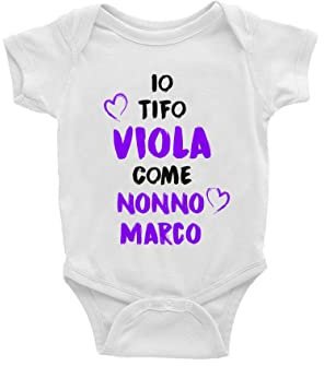 Puzzletee Body Neonato Personalizzabile - Io Tifo Viola come Nonno [ Personalizza Nome ] - Gigliati - Squadra Calcio - Nonno Neonato - Tifo - Nonno Idea Regalo
