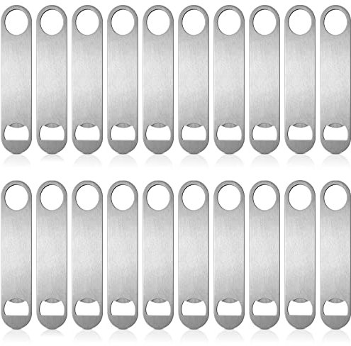 Pack of 20 Flat, Stainless Steel Beer Openers Sublimation Bottle Opener Blanks Heavy Duty Bar Funny for Bartender, Men Women Kitchen Party Supplies, 7 Inch (Silver)