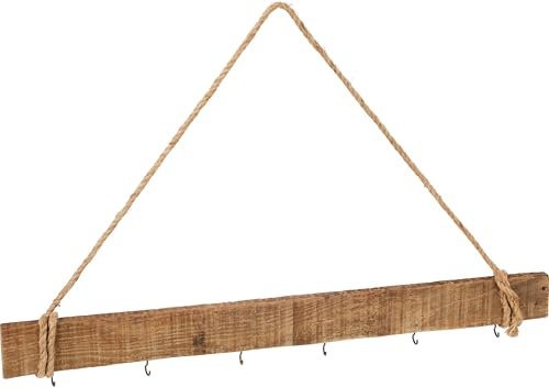 Knüllermarkt 33648 I Hängedeko Holzbrett mit 6 Haken I Natur Landhaus DIY Ideen Girlanden Frühjahrsdeko Deko