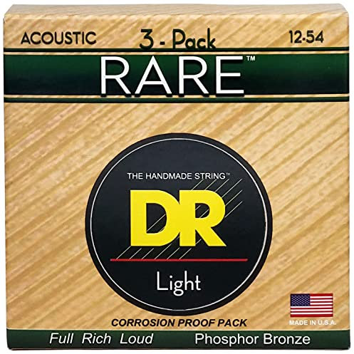 DR Strings Rare Phosphor Bronze Lot de 3 cordes pour guitare acoustique Light 12-54 (RPM-12-3PK)