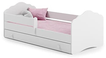 MEBLEKO Letto per bambini FALA bianco 140x70 con un cassetto e un binario