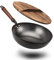 BIELMEIER 31,8 cm Wok-Pfanne, Woks und Bratpfannen, Karbonstahl-Wok, flacher Boden, Wok mit Deckel, passend für alle Herde