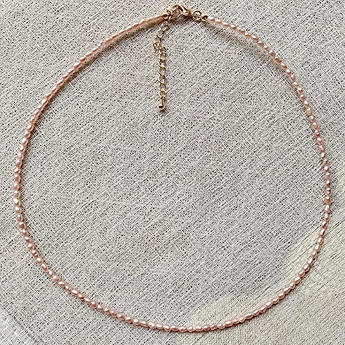 MXXHFC 2-3mm Mini Collana di Fili di Perle da Sposa Piccole Perle Elegante Collana Girocollo di Perle Naturali d'Acqua Dolce per Le Donne (2)