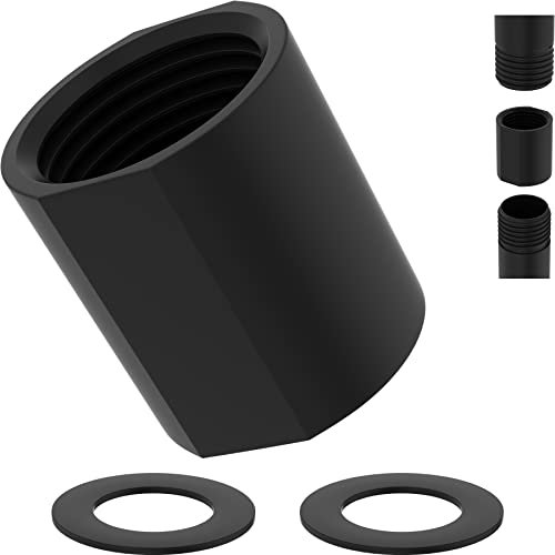 iFealClear Brass Pipe Fitting 1/2 inch G Female Thread, Shower Coupling, G1/2 IPS Thread Converter Adapter for Bathroom Pipes, Hose Extender,Home Plumbing, Extra Washer, Black