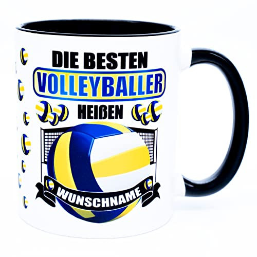 Die besten Volleyballer heißen Name Tasse personalisiert Becher Volleyball Geschenk Teetasse Kaffeetasse Zubehör Geburtstag Accessories Ausrüstung Dekoration Deko Equipment Geschenkideen Trainer Beach