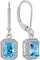 YL Damen Ohrhänger 925 Sterling Silber März Geburtsstein Aquamarin Quadrat Ohrringe