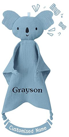 TYRY.HU Babydecke mit Namen Personalisierte Schmusetuch Kuscheldecke Schnuffeltuch Strick Geschenk zur Geburt(Koala)