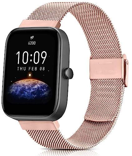 Vancle Cinturino per Amazfit Bip Cintura/Amazfit Bip 3 / Amazfit Bip U Pro/Bip 3 Pro/Bip U/Bip Lite/Bip S/Bip S Lite, 20 mm Bracciale di ricambio in metallo con fibbia a pressione in acciaio