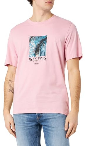 JACK & JONES Jorlucca Tee SS Crew Neck 2 FST T-Shirt, Rose Tendre, S Homme