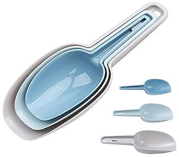 NUDFSY Ice Scoop,3 Pcs Food Scoops Set,Kitchen Scoops,Multifunction Food-Grade Food Scoop for Popcorn Flour Candy Coffee Beans Sweet Feed Pet Dog Food Scooper Shovel Storage Container Scoops.