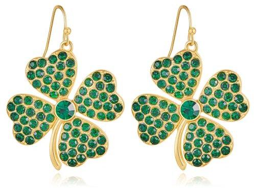 LILIE&WHITE Irische vierblättrige Kleeblatt-Ohrringe für Frauen, goldene vierblättrige Kleeblatt-Ohrringe, vierblättriges Kleeblatt-Ohrhänger, St. Patrick's Day-Ohrringe, grüne Ohrringe