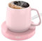 Smart Beverage Warmer Set:Beverage Warmer Auto On/Off Gravity-Induction For Office Home Desk,Candle Wax Warmer Heating Plate(131℉/55℃),14oz(Pink Set)