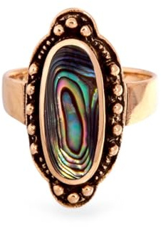 Windalf Vintage Elfen Ring ABALONE 24 mm Seeopal-Ring Bronze