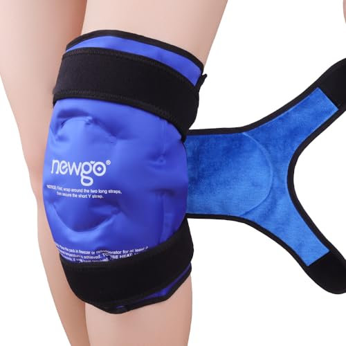 NEWGO XXXL Groß Kühlmanschette Knie Kühlbandage, wiederverwendbare Gel-Kälte-Packung Knie wickeln um das gesamte Knie für Knie-Ersatz-Operation, Knie-Eispackung für Knie Schmerzlinderung