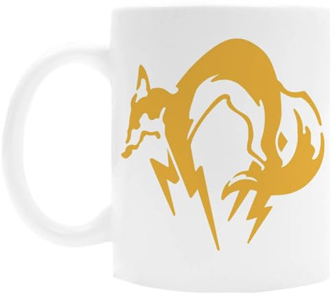 OLDRYTEE Metal Gear Zorro Sólido Taza De Cerámica Taza Para Beber Blanco