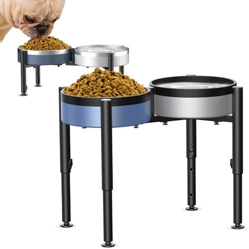 Dog Bowl Stand, Elevated Dog Bowl Stand Adjustable Wide 7-11,4 Height Adjustments.Elevated Dog Bowl Holder Raised Water Feeder for Medium,Large Dog