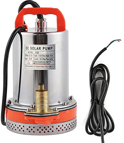 Pompa Sommergibile CC con Pannello Solare e Sistemi a Batteria, Pompa Ad Acqua Solare con Sollevamento Fino a 8 M, Ideale per Giardino, Irrigazione Agricola, Stagni, Piscine, (12V)