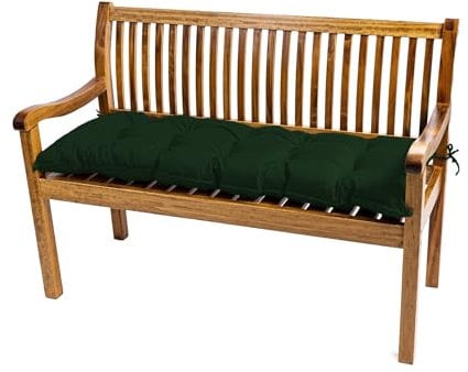 TexDeko® Garden Gartenbank-Auflage 100 x 40 x 8cm wasserabweisend UV - beständig mit Oeko-TEX Zertifikat gesteppt Bankpolster Bankkissen Polsterauflage Sitzpolster Bankauflage Sitzkissen (Dunkelgrün)