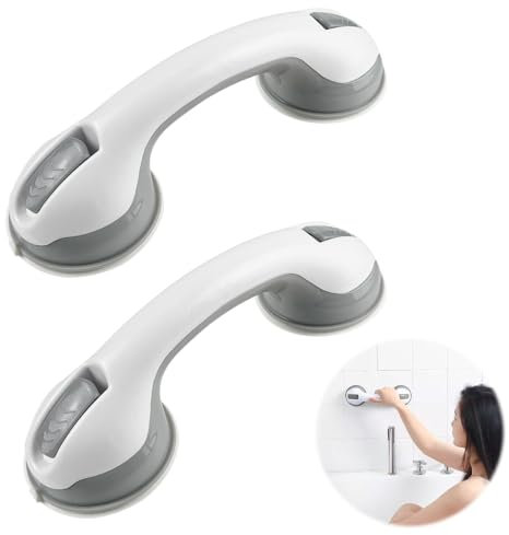 Maniglia Ventosa, 2 Pezzi Maniglie Ventosa da Bagno Grigia, Maniglione Bagno Disabili, Maniglione Doccia Anziani, Maniglioni Bagno per Anziani, Adatta per Disabili, Anziani E Feriti