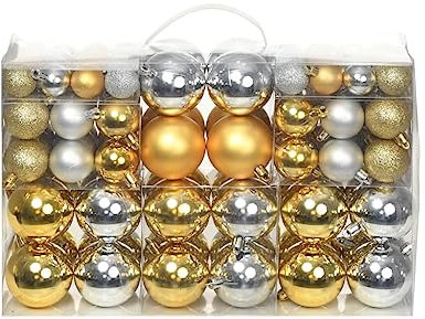 AJJHUUKI Home & Garden Artikel- Weihnachtskugeln 100 Stück Silber/Gold