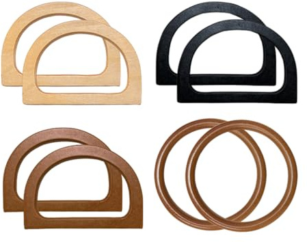 Anlising 8PCS D-Form Handtasche Griff, Taschengriffe Holz, Runde Form Holztasche Griff, D-Form Handtasche Tragegriff, Taschengriff Ersatz Handtasche,für Strandtasche,Handtaschen,Geldbörse,Häkeltaschen