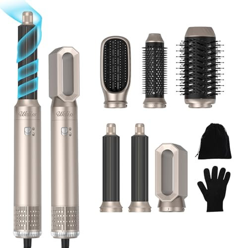 UKLISS Airstyler Hairstyler 6 in 1,UKLISS HaarstylerSet mit Lockenstab, Glättbürste, Lockenhaar mit Luft, Geben Sie dem Haar Volumen, Glätten, Locken und Föhnen Sie Trockenes Haar