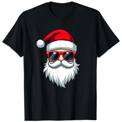 Cooler Weihnachtsmann in Sonnenbrille Weihnachten Modern Urlaub Kunst Herren T-Shirt