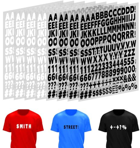 8 Sheets 1328 Pcs Iron on Letters for Fabric, Small Iron on Letters with A-Z, Vinyl Letters 1 Inch Black Heat Transfer Letters for Fabric, Clothing T-Shirt Printing DIY Craft(Black + White)