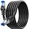 Câble Ethernet 10m Noir, Câble Rj45 10m Cat 6, Câble Reseau Haut Débit Gigabit Cable Internet Blindé FTP 23AWG Câble LAN Exterieur Intérieur Imperméable pour Routeur Switch Modem - 250MHz 1000Mbps