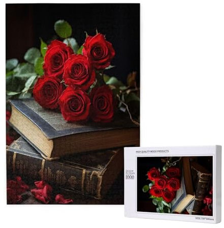 Rose Puzzle 1000 Teile Erwachsene, DIY Buch Puzzle Design für Erwachsene und Kinder ab 5 Jahren, HD Farbe Puzzel mit Geschenkbox Verpackung for Wand Zimmer Deko Wohnzimmer, Geschenke für Frauen -5609